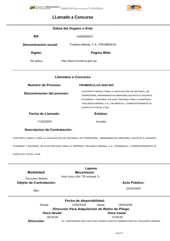 TROMERCA CA 2025 005 001