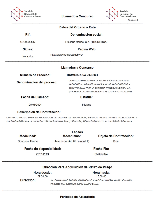 llamado concurso tromerca ca 2024 004 001